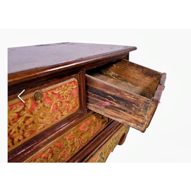 Antique Chinese Hand-Carved Wood Chest With Gilt Details For Sale In Charlotte - Image 6 of 6