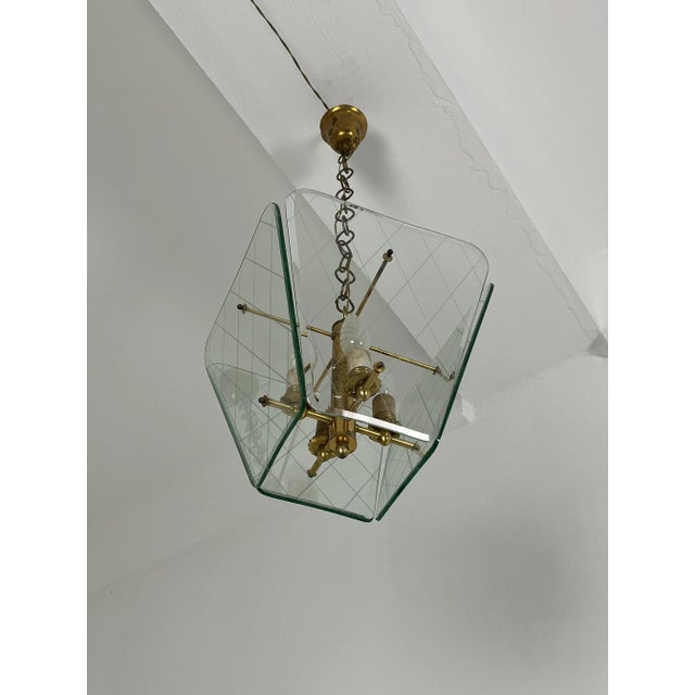 Mid-Century Modern Murano Glass and Brass Pendant from Fontana Arte, 1940s For Sale - Image 8 of 11