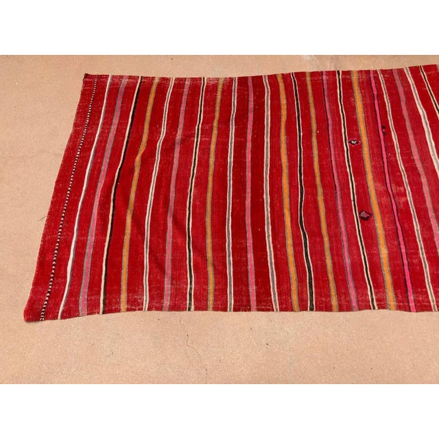Textile 1960s Moroccan Vintage Flat-Weave Ethnic Textile Rug For Sale - Image 7 of 13