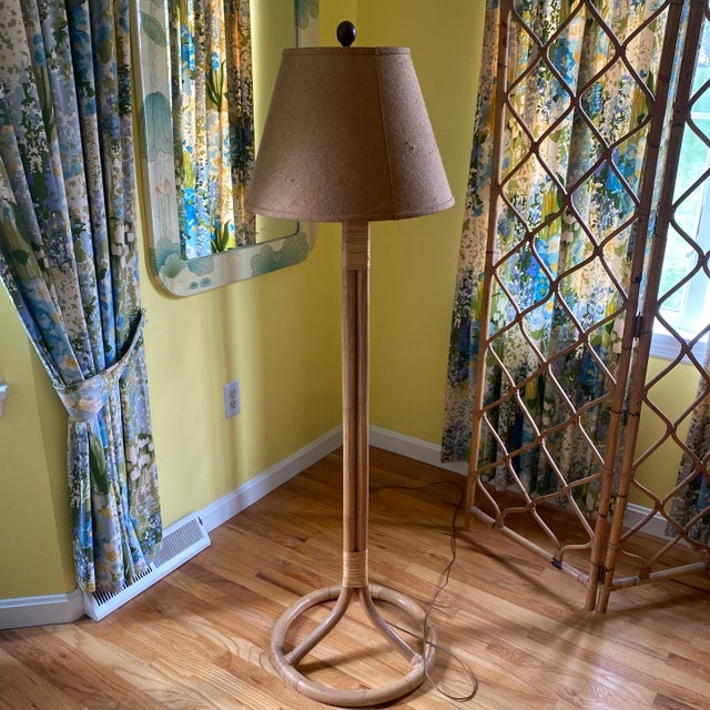 Mid 20th Century Midcentury Bamboo Rattan Floor Lamp For Sale - Image 5 of 12