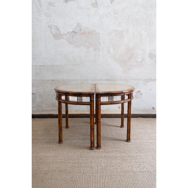 Demi-Lune Console Tables in Faux Bamboo, 1970s, Set of 2 For Sale - Image 6 of 6
