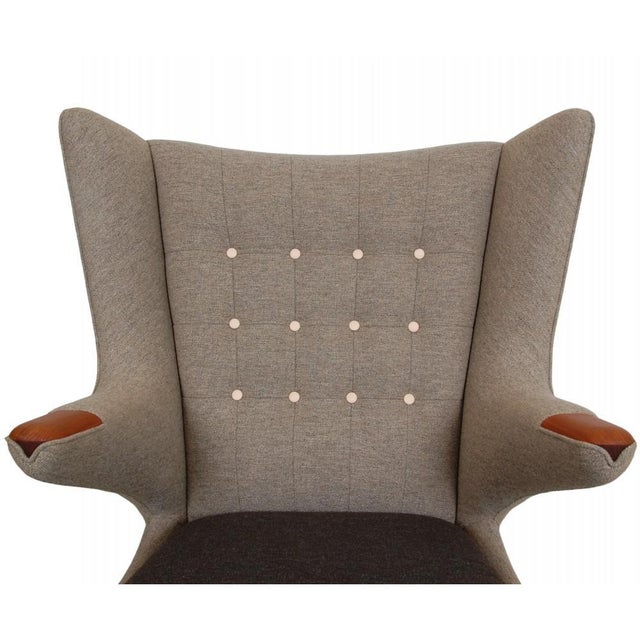 Papa Bear Chair in Grey Hallingdal Fabric by Hans Wegner, 1980s For Sale - Image 11 of 18