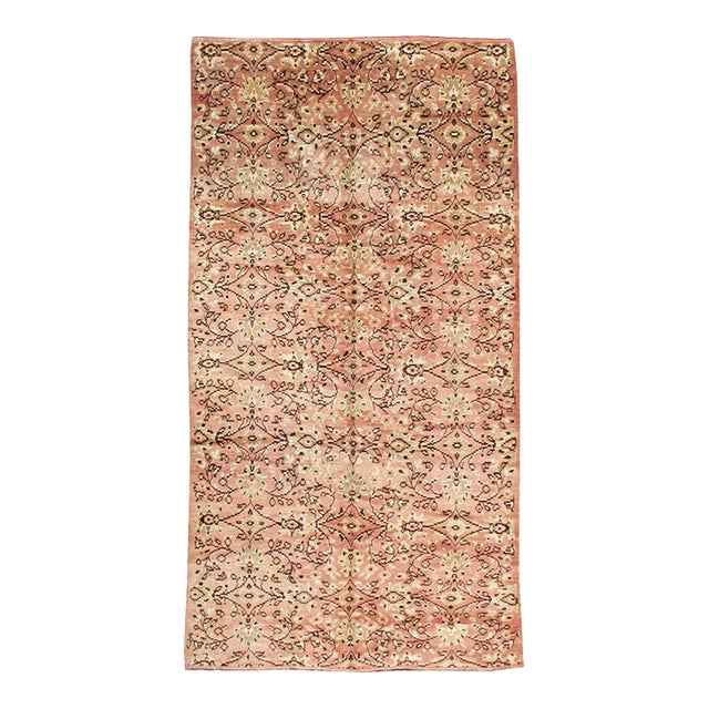 Galerie Shabab Collection Mid-20th Century Handmade Turkish Anatolian Gallery Accent Rug in Blush Pink For Sale