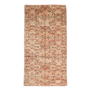 Galerie Shabab Collection Mid-20th Century Handmade Turkish Anatolian Gallery Accent Rug in Blush Pink