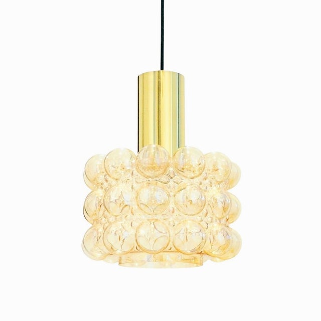 Mid-Century Space Age Amber Bubble Glass Pendant Light by Helena Tynell for Limburg, Germany, 1970s For Sale - Image 11 of 11