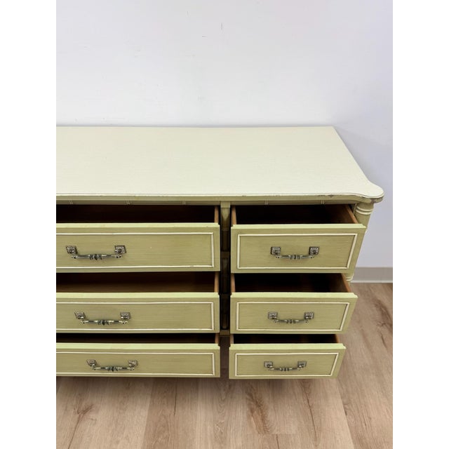 Vintage Dresser Henry Link Green Nine Drawer Bali Hai Coastal Hollywood Regency For Sale - Image 15 of 18
