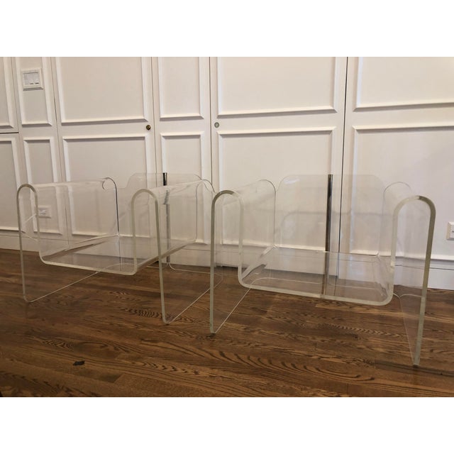 Mid-Century Brass Detail Lucite Ribbon Chair For Sale - Image 13 of 13