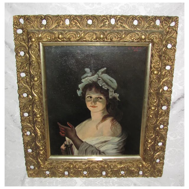 White Antique Oil on Canvas Painting Signed A. Flocker Dated 1897 For Sale - Image 8 of 8