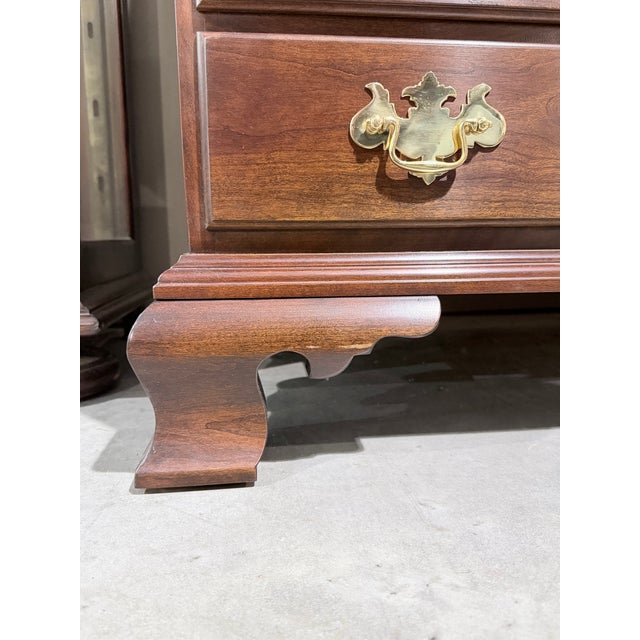 Late 20th Century Statton Old Towne Cherry Secretary Bookcase With Broken Pediment For Sale - Image 9 of 11