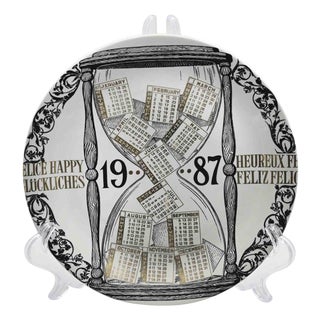 Happy 1987 Calendar Plate by Piero Fornasetti, 1987 For Sale