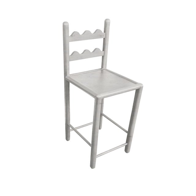 Solid Oak Country French Counter Stools Antique White -Set of 3 For Sale In San Diego - Image 6 of 6