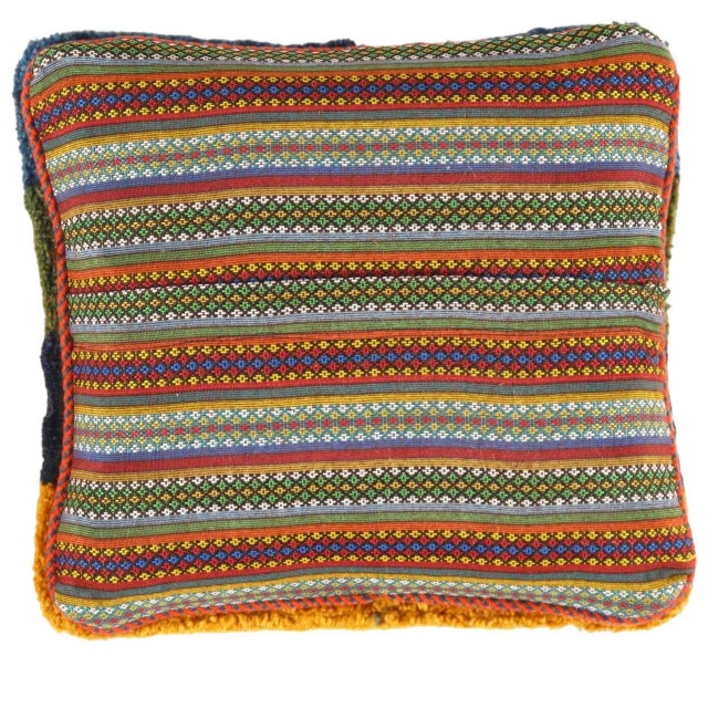 This Gabbeh pillow is made of high-quality LAMBS WOOL The piece was crafted with good workmanship. Gabbeh rugs are made by...