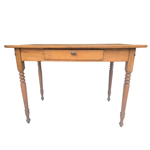 Late 19th Century Pine Wood Writing Desk with Single Drawer Would also make a great kitchen island in a smaller kitchen!...
