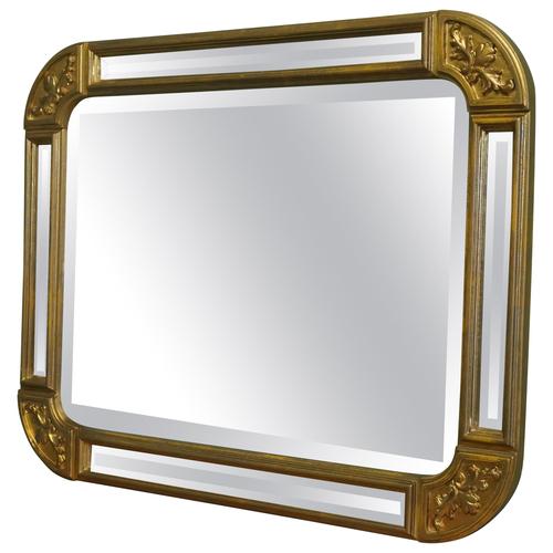 Brown French Art Deco Style Gilt Cushion Mirror, 1970 For Sale - Image 8 of 8