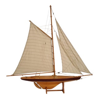Vintage Sailboat Replica Pond Yacht 1895 Defender Cup Racer For Sale