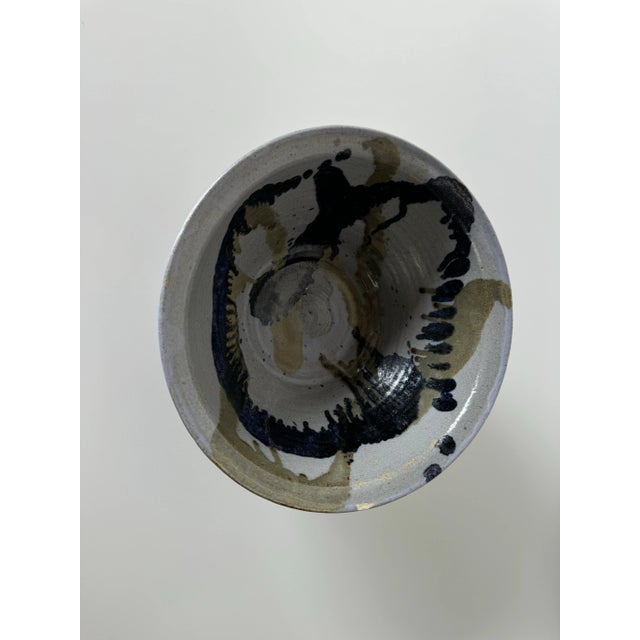 Ceramic Vintage K. Bastem Handmade Art Pottery Bowl With Painted Absttract Design For Sale - Image 7 of 12