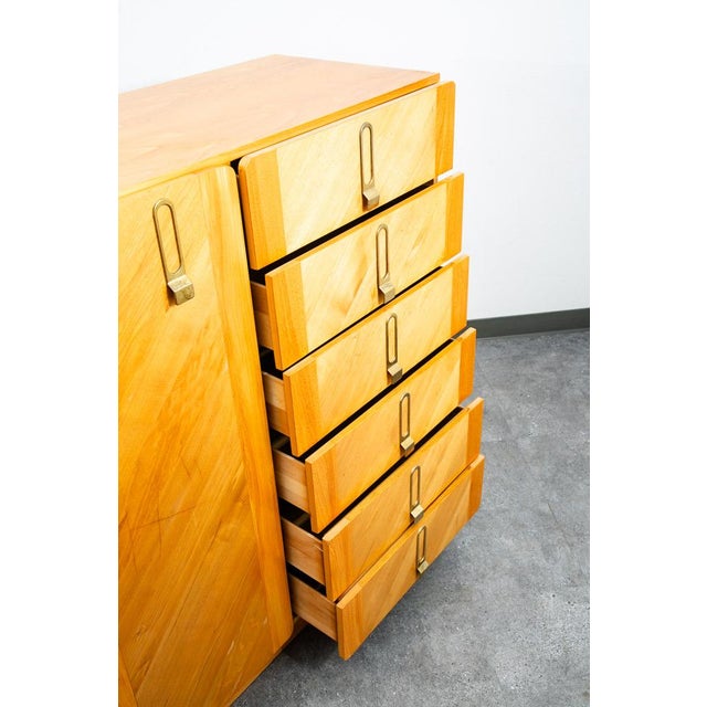 Mid Century Danish Modern Highboy Dresser Cabinet 6 Drawers Blonde Canadian MCM For Sale - Image 11 of 12