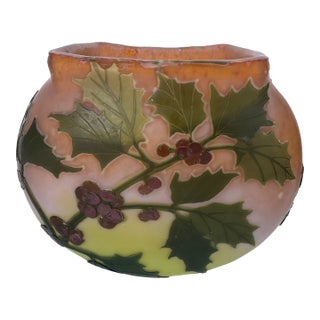 Lagras Art Nouveau Red Holly Berry Vase For Sale
