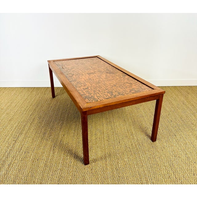 Metal Scandinavian Coffee Table in Teak and Copper, 1960s For Sale - Image 7 of 13