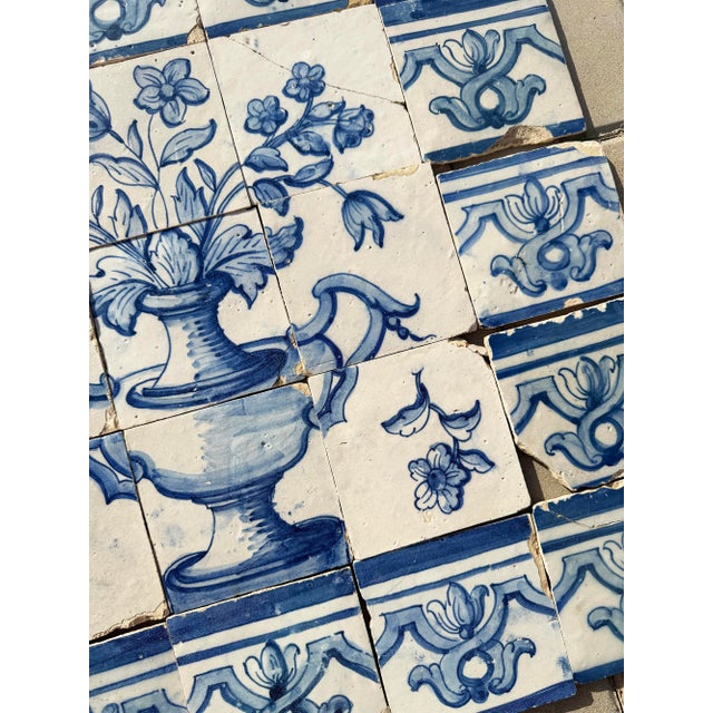 Antique 18th Century Portuguese Tile Panel With Classical Flower Vase For Sale - Image 15 of 18