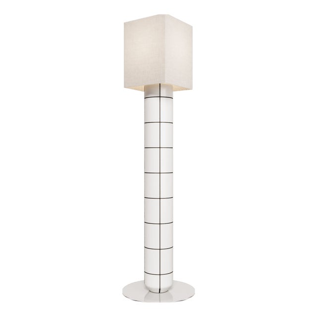 Handcrafted Ceramic Floor Lamp in White with Black Glaze by Artem Zakharchenko-Halytskyi For Sale