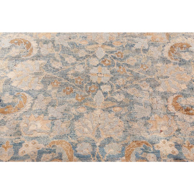Blue Fine Antique Persian Tabriz Blue, Beige Handmade Wool Rug For Sale - Image 8 of 9