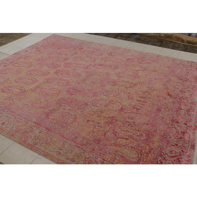 Transitional Rug & Kilim’s Paisley Style Transitional Rug in Red, Orange, Pink Floral Pattern For Sale - Image 3 of 7