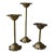 Vintage Brass Tulip Candlestick Trio – Sculptural Flower Form For Sale