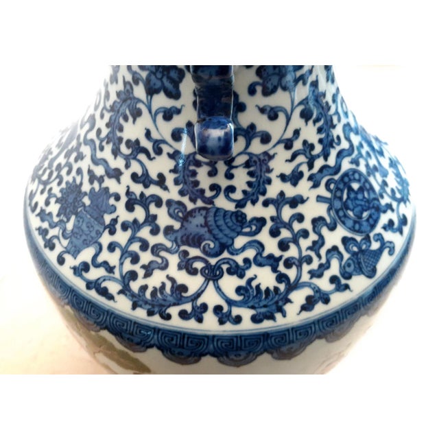 Blue Early 20th Century Chinese Porcelain Garden Story Vase For Sale - Image 8 of 13