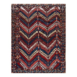 Marvelous Multi Color With Dynamic Zigzag Geometric Desing Antique Persian Quchan Rug For Sale