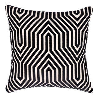 SKIP*Schumacher X Mary McDonald Vanderbilt Velvet 22" Pillow in Noir For Sale