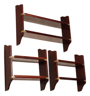 Antique Navy Style Shelves in Mahogany Veneer, Italy, 20th Century, Set of 3