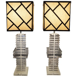 Acrylic Lamps - a Pair For Sale