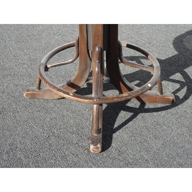 Antique French Country Industrial Telephone Swivel Cane Chair ~ Stool Adjustible For Sale - Image 15 of 15