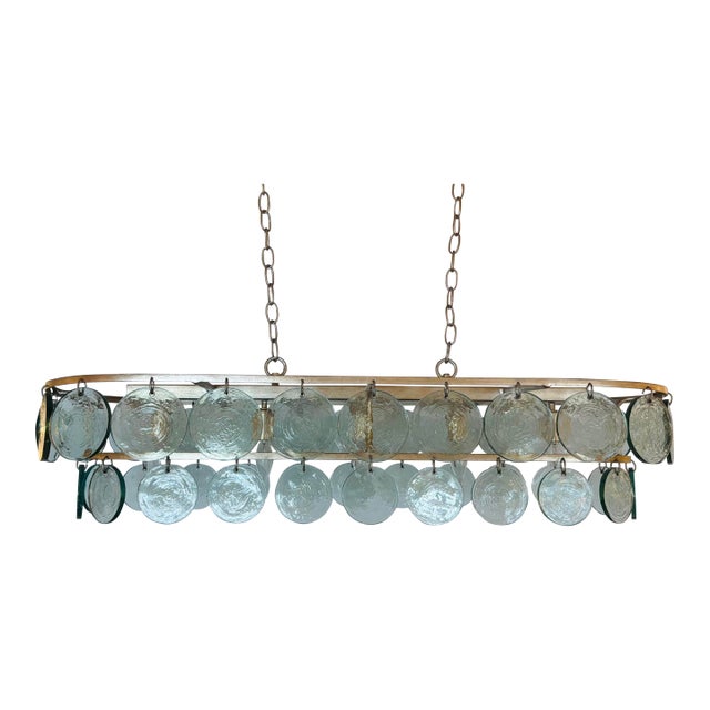 Currey & Company Modern Glass Disc Settat Chandelier For Sale