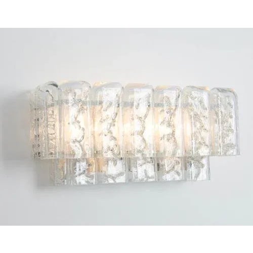 Wonderful pair of midcentury wall sconces with murano glass tubes, made by doria leuchten, germany, manufactured, circa...