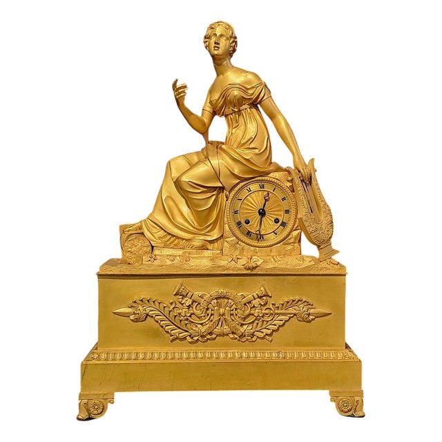 19th Century Golden Bronze Pendulum, France For Sale