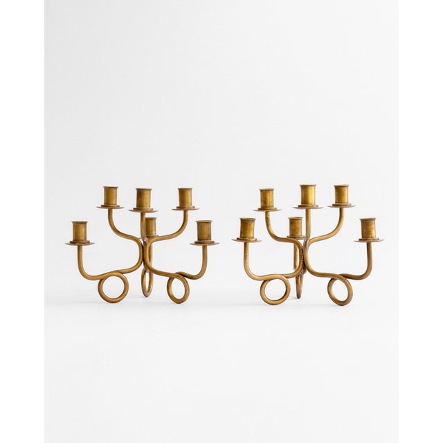 Metal Brass Candelabra by Josef Frank for Svenskt Tenn, 1940s, Set of 2 For Sale - Image 7 of 7