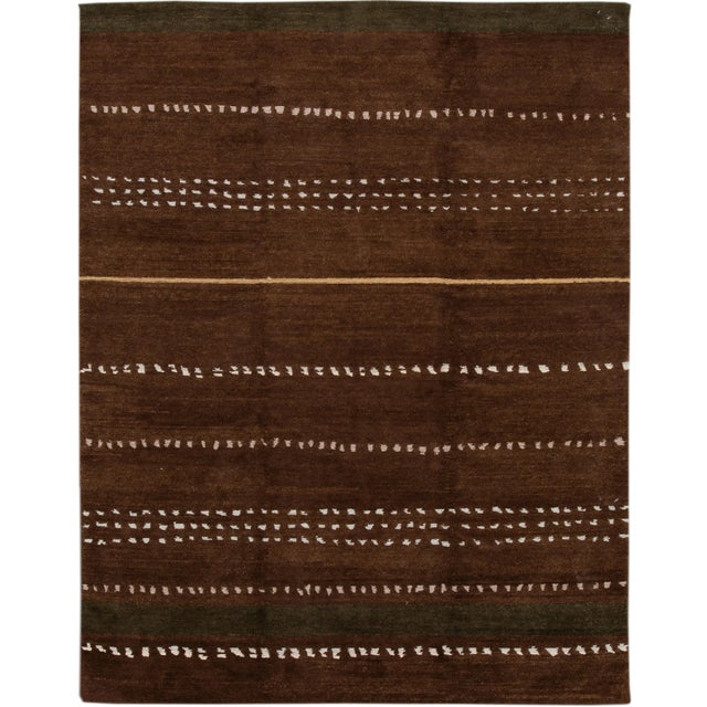 Brown Modern Tibetan Lama Wool Rug For Sale - Image 11 of 11