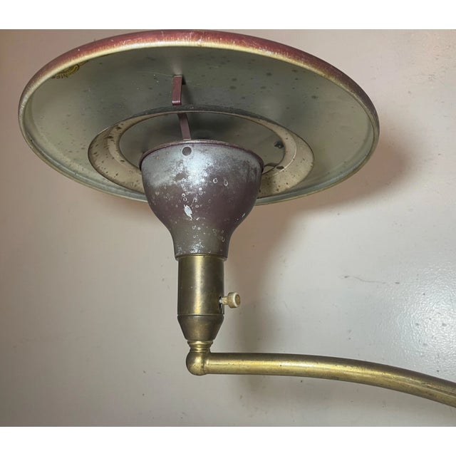 Vintage Mid Century Modern Wheeler Brass Tole Flying Saucer Table Lamp Modernist For Sale - Image 9 of 13
