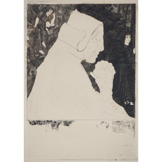 Jean Vyboud, Breton Woman in Prayer, Original Signed Etching For Sale