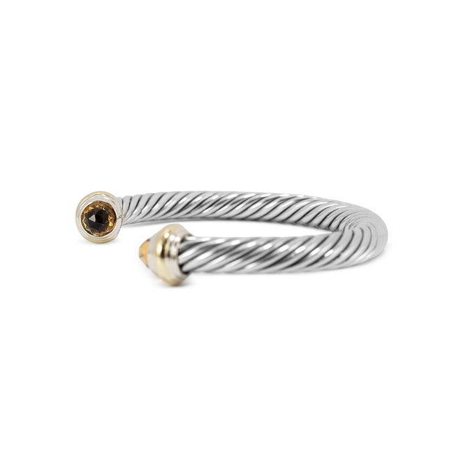 David Yurman David Yurman Classic Cable 7mm 14k Gold 925 Silver Citrine Bangle Cuff Bracelet For Sale - Image 4 of 8