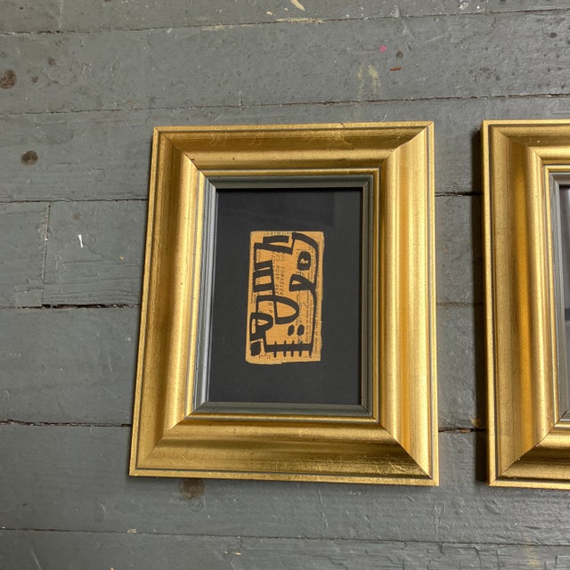 Abstract Contemporary Two Original Wayne Cunningham Abstract Marker Drawings on Vintage Registration Cards - Set of Two For Sale - Image 3 of 5