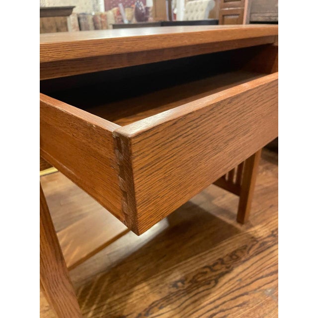 Wood Mission / Arts and Crafts Solid Oak Writing Desk - 36 Inch For Sale - Image 7 of 12