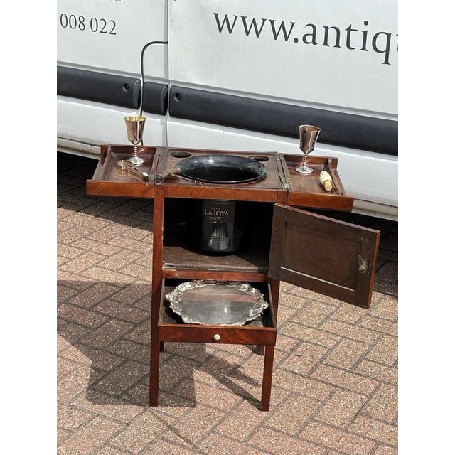 Georgian Mahogany Wine Cooler with Ice Bucket, Tray, Goblets, Corkscrew and Tongs, Set of 5 For Sale - Image 9 of 18