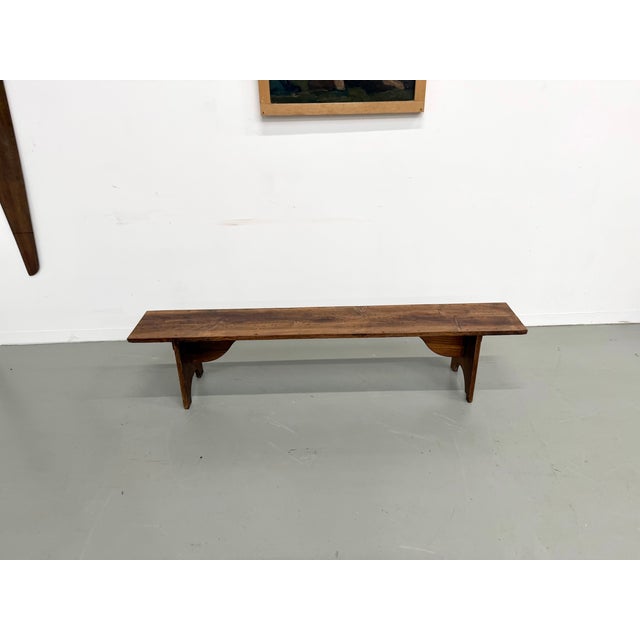Brown Large Farm Bench in Varnished Pine, 1950s For Sale - Image 8 of 14