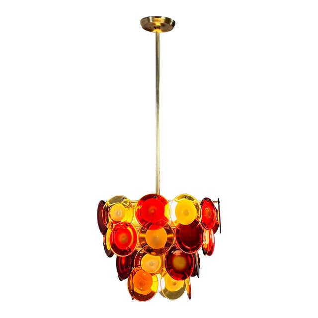 Vintage Mid Century Italian Murano Glass Chandelier For Sale