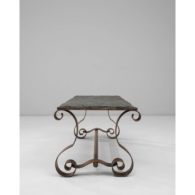 1940s French Metal Coffee Table With Stone Top For Sale - Image 10 of 18