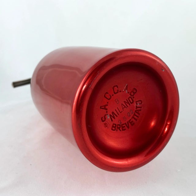 Classic Italian Mid Century Modern Seltzer Bottle. Sourced from Milan and marked SACCAB Milano BREVETTATO on bottom.