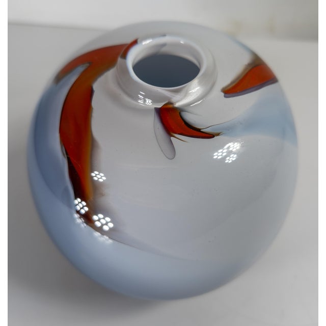 Glass 1980's Mid-Century Modern Art Glass Vase Signed Boatman For Sale - Image 7 of 8